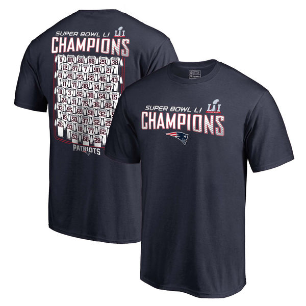 New England Patriots Pro Line by Fanatics Branded Super Bowl LI Champions Roster T-Shirt - Navy